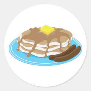 Sticker Rond Pancakes Saucisse