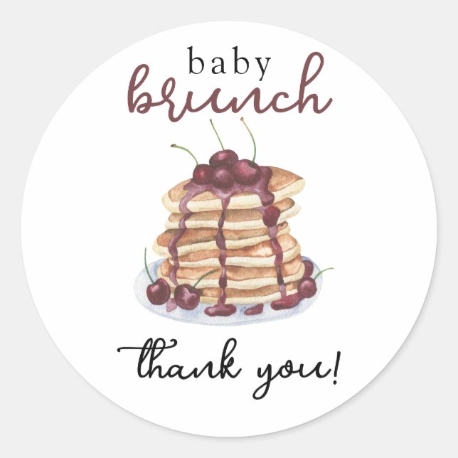 Sticker Rond Pancakes Sweet Cherry Baby shower Carte de remerci (Devant)