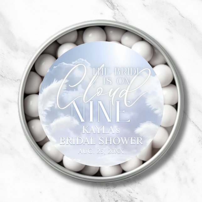 Sticker Rond Pancarte de bienvenue sur Cloud Nine 9 Enterrement (Welcome Sign On Cloud Nine 9 Pampas Bridal Shower Classic Round Sticker)