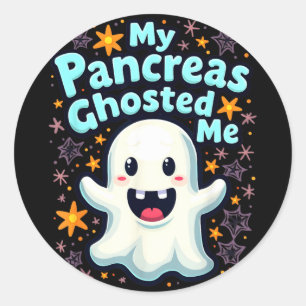 Sticker Rond Pancreas fantôme Halloween diabète de type 1