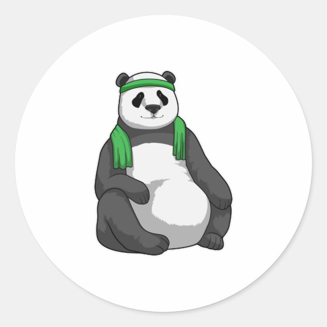 Sticker Rond Panda à Fitness avec serviette (Devant)