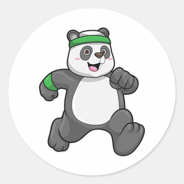 Sticker Rond Panda à Jogging avec bandeau (Devant)