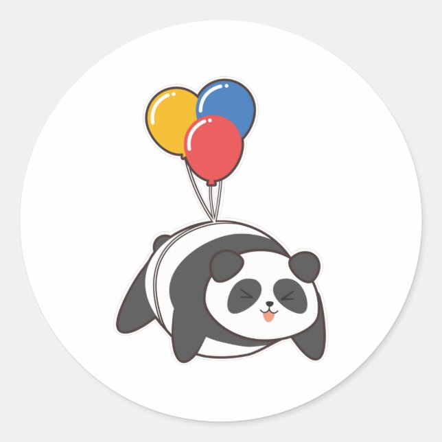 Sticker Rond Panda à l'anniversaire avec Ballon (Devant)