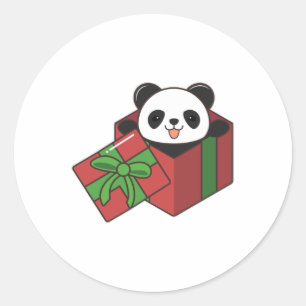Sticker Rond Panda à l'anniversaire en cadeau