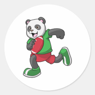 Sticker Rond Panda au football avec équipement