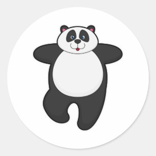 Sticker Rond Panda au Yoga Exercice d'étirement