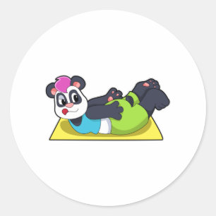 Sticker Rond Panda au Yoga sur tapis de Yoga