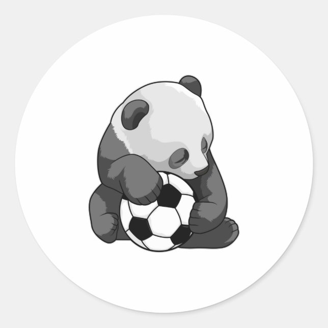 Sticker Rond Panda avec balle de football (Devant)