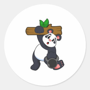 Sticker Rond Panda avec bois à l'entraînement Force