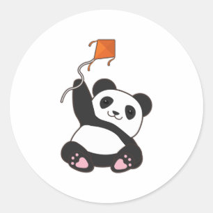 Sticker Rond Panda avec cerf-volant