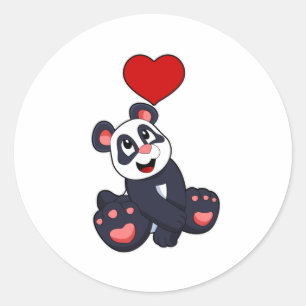 Sticker Rond Panda avec coeur