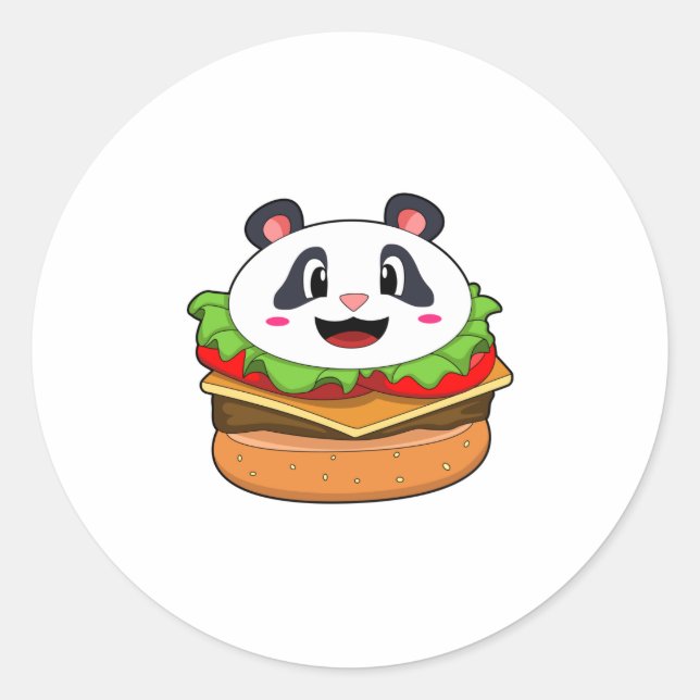 Sticker Rond Panda avec hamburger (Devant)