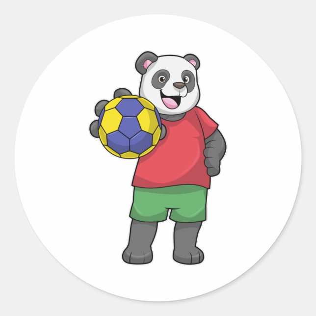 Sticker Rond Panda avec Handball Sports (Devant)