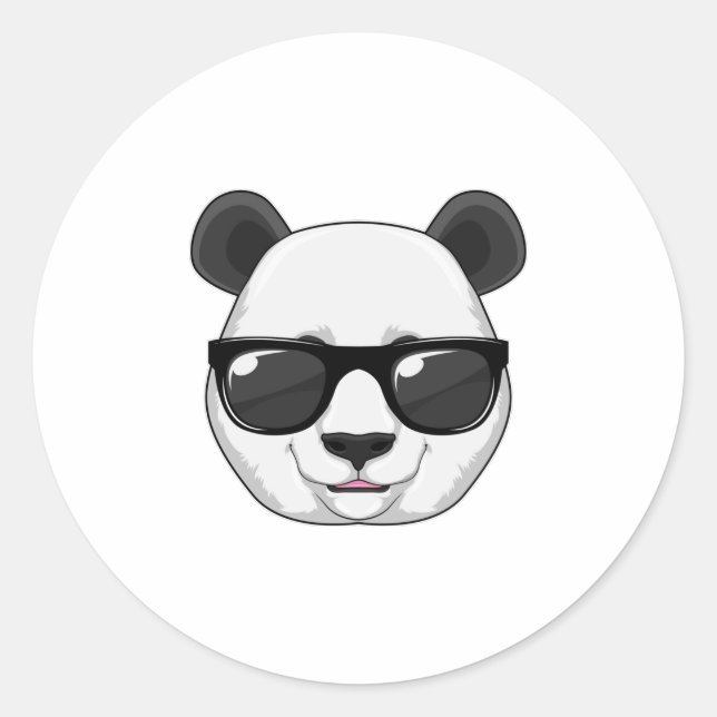 Sticker Rond Panda avec lunettes de soleil (Devant)