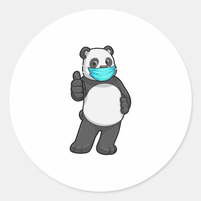 Sticker Rond Panda avec masque visage (Devant)