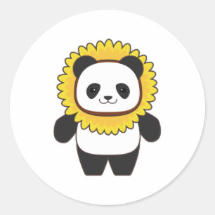 Sticker Rond Panda avec tournesol