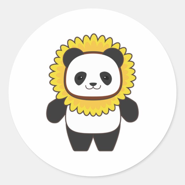 Sticker Rond Panda avec tournesol (Devant)