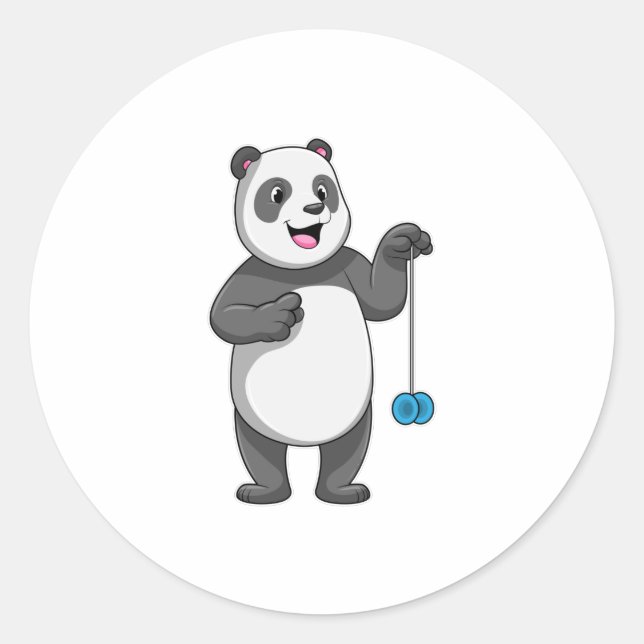Sticker Rond Panda avec Yo-yo (Devant)