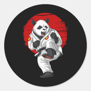 Sticker Rond Panda Bear Karate Kickboxing Kung Fu Taekwondo Mar