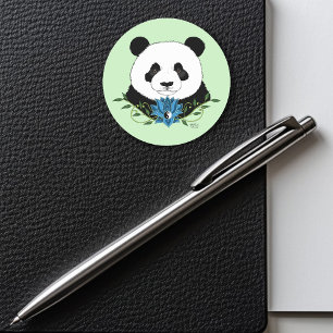 Sticker Rond Panda Bear Lotus