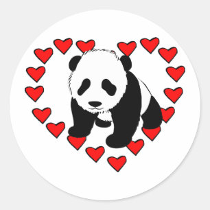 Sticker Rond Panda Bear Love