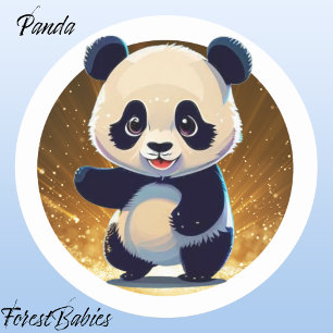 Sticker Rond Panda Bear 🐼 mignonne Whimsical Animal Australien