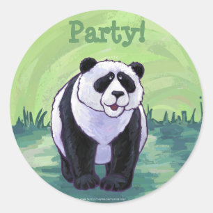 Sticker Rond Panda Bear Party Centre