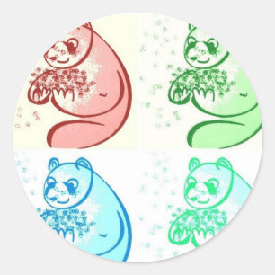 Sticker Rond Panda Bear Pop Art
