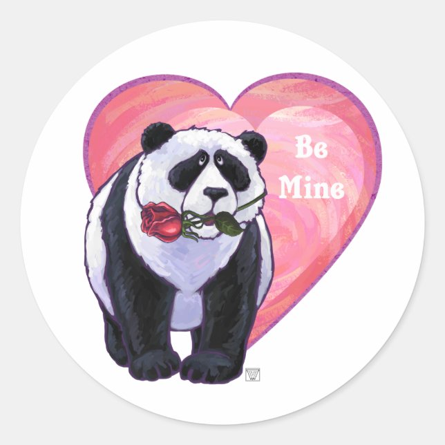 Sticker Rond Panda Bear Saint Valentin (Devant)