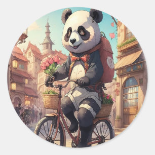 Sticker Rond Panda Bears