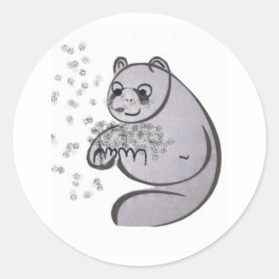 Sticker Rond Panda Bears