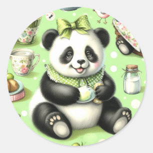 Sticker Rond Panda bébé mignonne vintage
