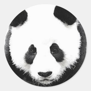 Sticker rond Panda - Black & White Pop Art