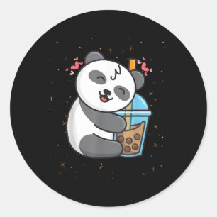 Sticker Rond Panda Boba Tea Buble Tea Kawaii Anime Japonais