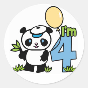 Sticker Rond Panda Boy 4e anniversaire