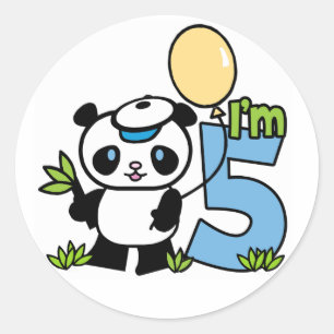 Sticker Rond Panda Boy 5e anniversaire