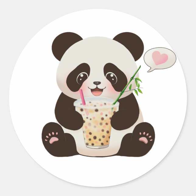Sticker Rond Panda Bubble thé (Devant)