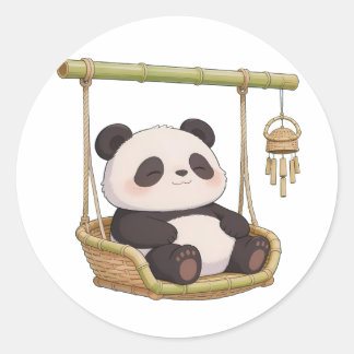 Sticker Rond panda,chaud,guérison,rythme lent,paix intérieure #