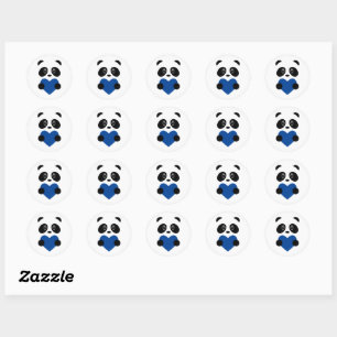 Sticker Rond Panda Coeur Bleu