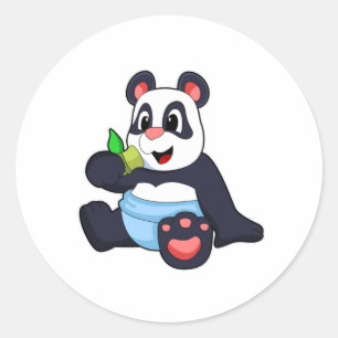 Sticker Rond Panda comme bébé avec Bambus