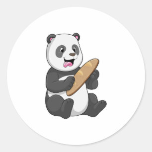 Sticker Rond Panda comme boulanger avec pain