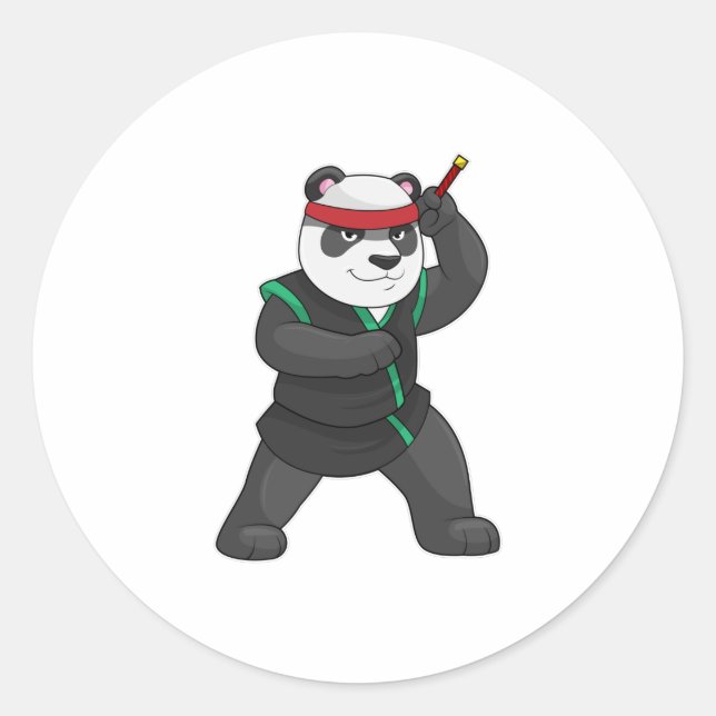Sticker Rond Panda comme Ninja en costume (Devant)