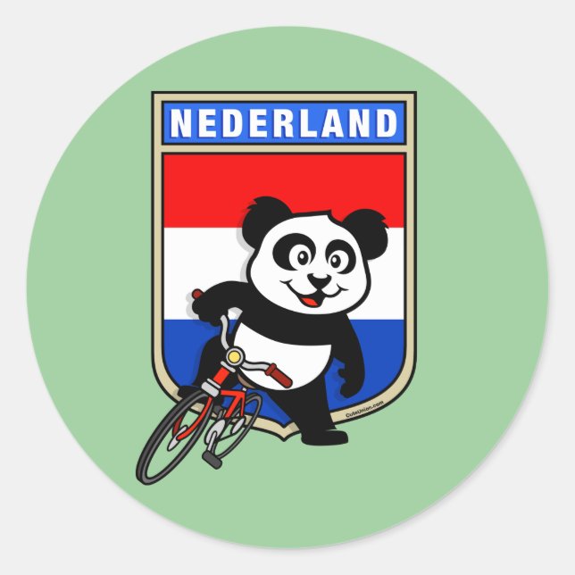 Sticker Rond Panda cycliste néerlandais (Devant)
