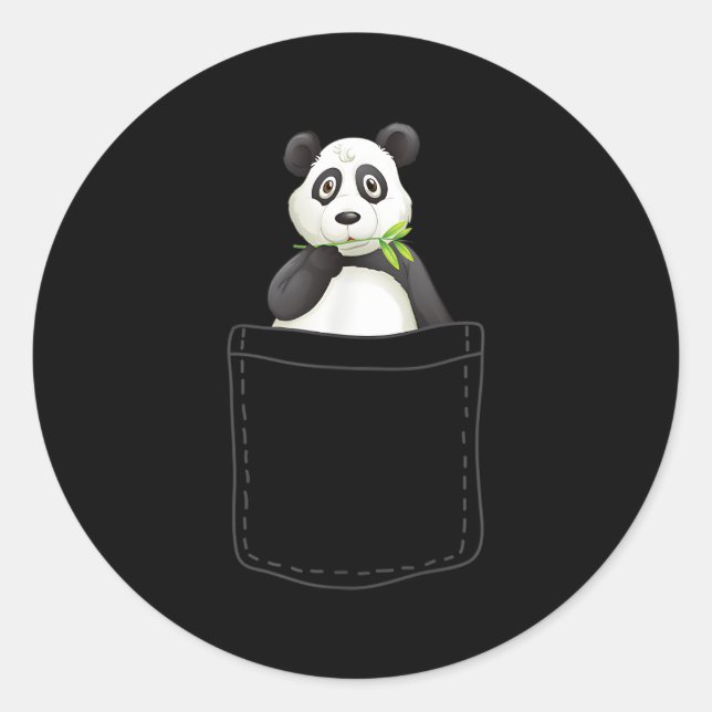 Sticker Rond Panda Dans La Poche Panda (Devant)