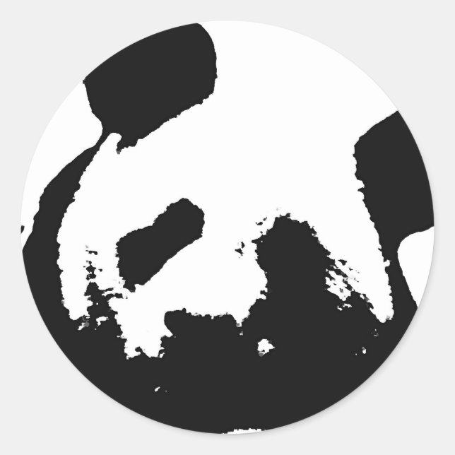 Sticker Rond Panda d'art noir blanc (Devant)
