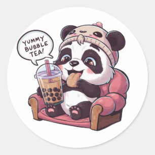 Sticker Rond Panda de dessin adorable : Cosy, Kawaii Vibes
