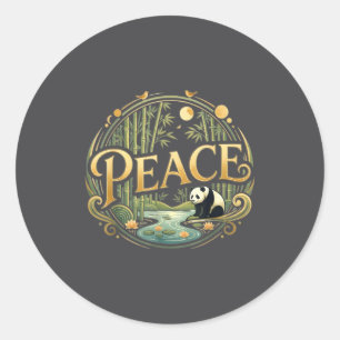 Sticker Rond Panda de la paix Illustrations minimales zen asiat