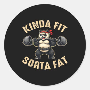 Sticker Rond Panda de levage de poids pour sportifs plutôt en f