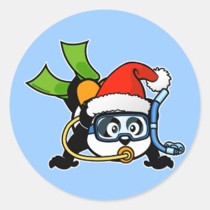 Sticker Rond Panda de scaphandre de Père Noël