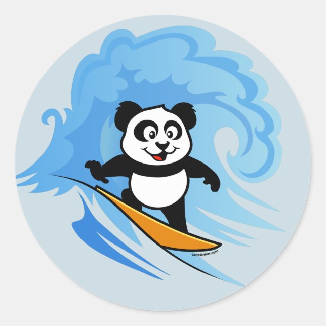 Sticker Rond Panda de surf (Devant)